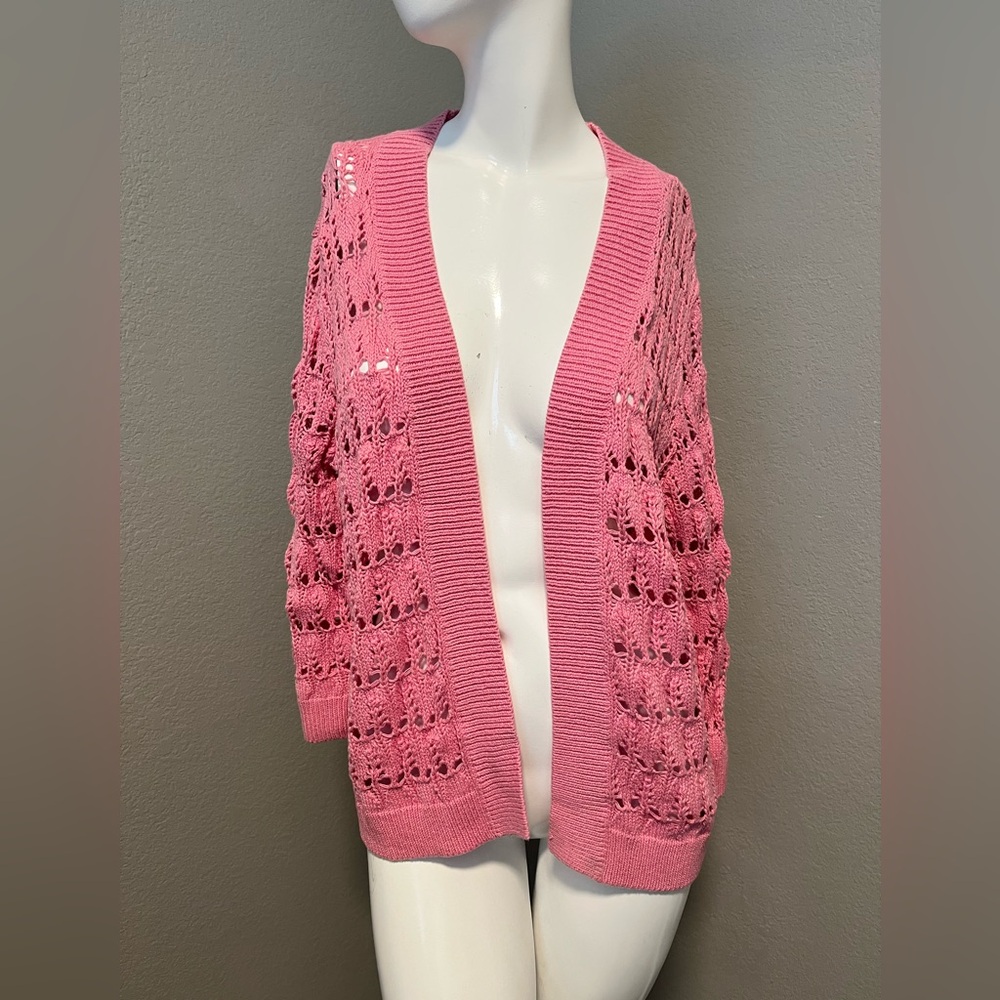 NWT Jones New York Women’s Dusty Rose  LS Open-Front Knit Cardigan Size XL
